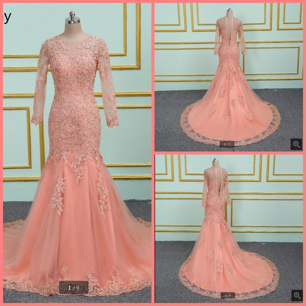 2019 new arrival mermaid lace appliques long sleeve beaded sequins prom dress real picture court train elegant muslim women prom gowns, Black
2019 new arrival mermaid lace appliques long sleeve beaded sequins prom dress real picture court train elegant muslim women prom gowns, Black