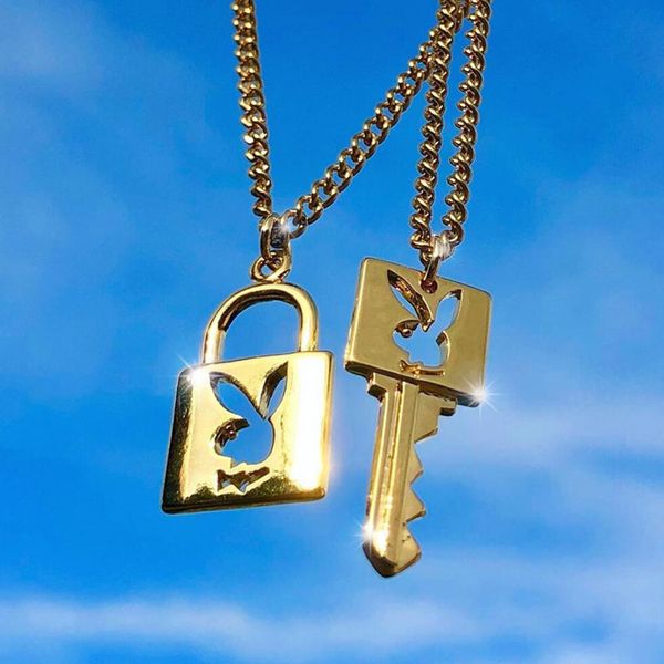 2020 new harajuku women lovers playboy choker necklace hip hop stainless steel lock key couple necklaces collares, Silver
2020 new harajuku women lovers playboy choker necklace hip hop stainless steel lock key couple necklaces collares, Silver