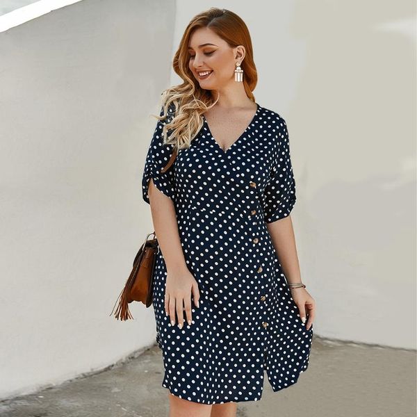 plus size navy blue polka dot dress a-line v-neck button ruched spring summer dress elegant short women ropa mujer 2020, Black;gray
plus size navy blue polka dot dress a-line v-neck button ruched spring summer dress elegant short women ropa mujer 2020, Black;gray