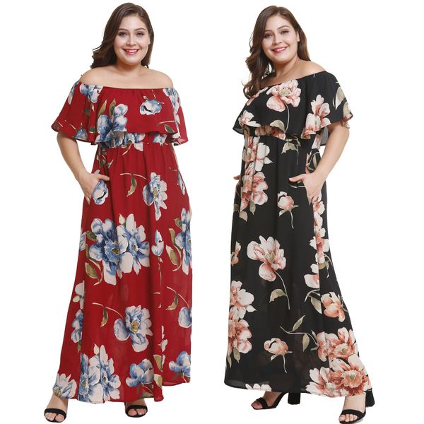 4xl womens floral printed maxi dress off shoulder plus size summer ladies party dress ruffles design vacation fashion, Black
4xl womens floral printed maxi dress off shoulder plus size summer ladies party dress ruffles design vacation fashion, Black