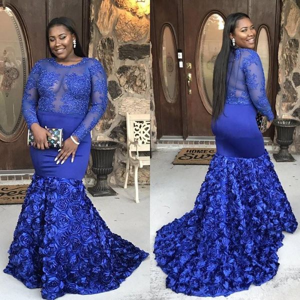 plus size royal blue mermaid prom dresses 2020 sheer long sleeves illusion appliques sequins hand made flowers long party evening gowns, Black
plus size royal blue mermaid prom dresses 2020 sheer long sleeves illusion appliques sequins hand made flowers long party evening gowns, Black