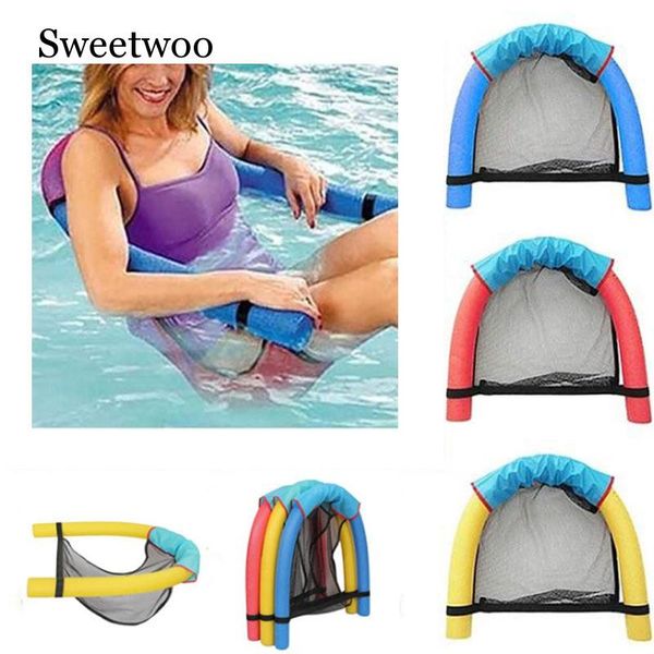 Swimming Floating Chair Pool Kids Bed Seat Water Flodable Ring Float Lightweight Beach Ring Noodle Net Pool Accessories