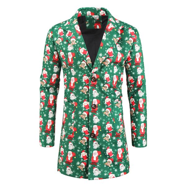 men's medium-long jacket vintage ethnic christmas fun print floral jackets male single button handsome party windbreaker coats, Black
men's medium-long jacket vintage ethnic christmas fun print floral jackets male single button handsome party windbreaker coats, Black