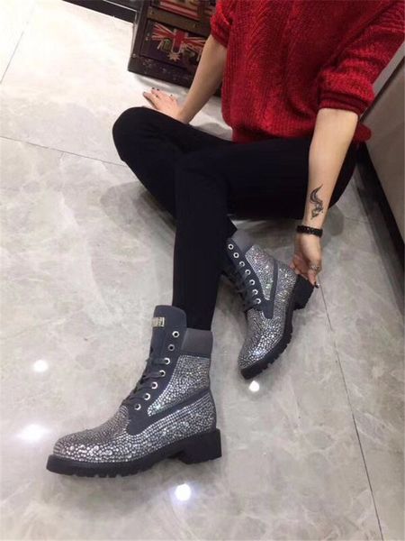 rhinestone martin boots women's british style new wild round head high lace up martins shiny thick boots women's ankle boots 22, Black
rhinestone martin boots women's british style new wild round head high lace up martins shiny thick boots women's ankle boots 22, Black