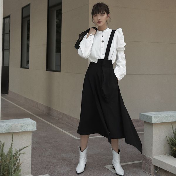 new arrival women high waist irregular black long single shoulder strap skirt female elegant chic loose suspenders skirts
new arrival women high waist irregular black long single shoulder strap skirt female elegant chic loose suspenders skirts