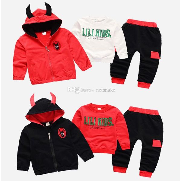 2019 new style spring&autumn cotton zipper hoodies small demon pattern with coat long sleeve and trousers three pieces for boys and girls, White
2019 new style spring&autumn cotton zipper hoodies small demon pattern with coat long sleeve and trousers three pieces for boys and girls, White