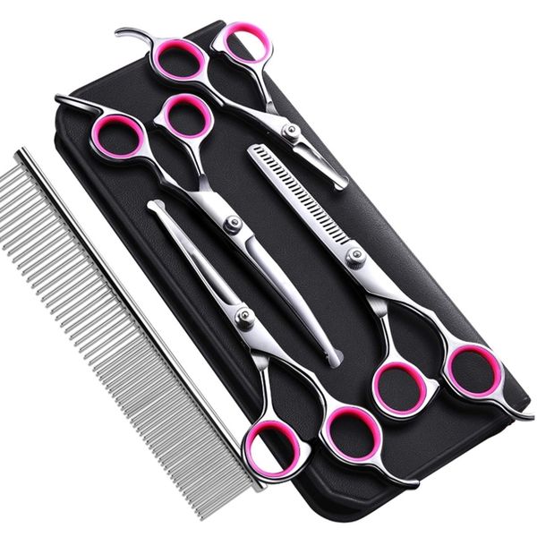 pet dog beauty scissors 6-piece set with safe round head flat shear teeth warping bending straight row comb ha dog grooming
pet dog beauty scissors 6-piece set with safe round head flat shear teeth warping bending straight row comb ha dog grooming