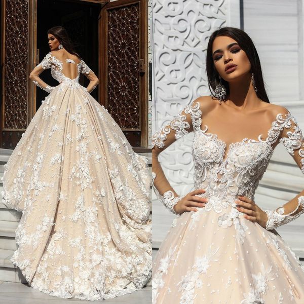 arabic vintage wedding dresses scoop neck lace long sleeves bridal wedding gowns 2020 plus size 3d flowers robes de mariée, White
arabic vintage wedding dresses scoop neck lace long sleeves bridal wedding gowns 2020 plus size 3d flowers robes de mariée, White