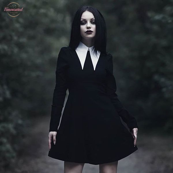 gothic turn down collar mini dress women vintage long sleeve empire lapel neck a line dresses autumn femme casual vestidos, Black;gray
gothic turn down collar mini dress women vintage long sleeve empire lapel neck a line dresses autumn femme casual vestidos, Black;gray
