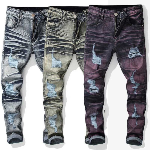 fashion mens jeans retro loose large size washed elastic crumble broken straight leggings skinny denim jeans pants long trousers, Blue
fashion mens jeans retro loose large size washed elastic crumble broken straight leggings skinny denim jeans pants long trousers, Blue