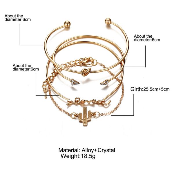 4pcs gold love letter cactus bangles bracelets pendants boho wrist chain crystal knot bracelets women wristband jewelry, Black
4pcs gold love letter cactus bangles bracelets pendants boho wrist chain crystal knot bracelets women wristband jewelry, Black