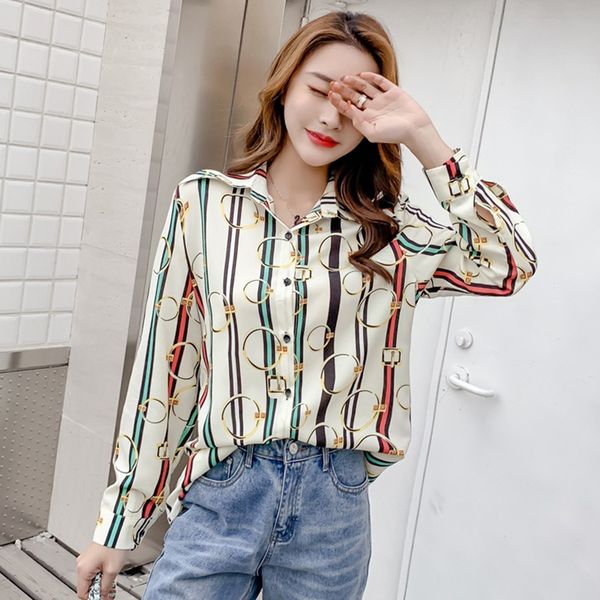 women autumn fashion striped printed long sleeve blouse female leisure elegant ladies casual turn-down collar shirt blusa, White
women autumn fashion striped printed long sleeve blouse female leisure elegant ladies casual turn-down collar shirt blusa, White