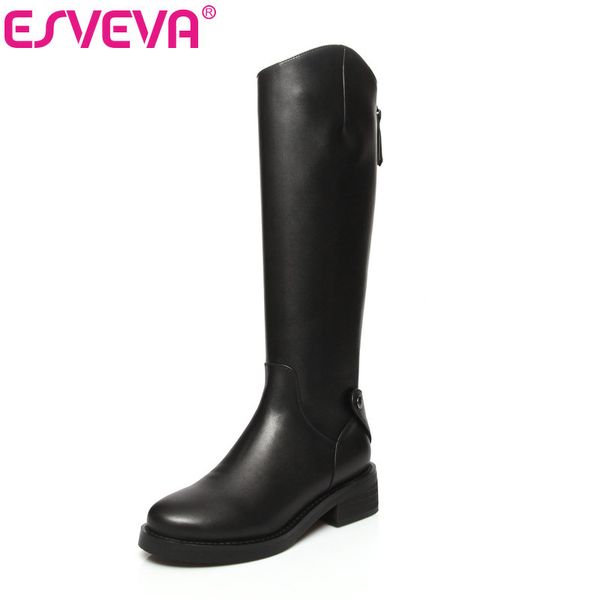 esveva 2020 shoes women knee-high boots square med heel winter leather+pu boots shoes size 34-42 winter motorcycle, Black
esveva 2020 shoes women knee-high boots square med heel winter leather+pu boots shoes size 34-42 winter motorcycle, Black