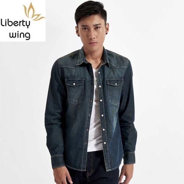 new jeans long sleeves european style slim fit shirts blue work wear denim shirt men chemise homme male coat, White;black
new jeans long sleeves european style slim fit shirts blue work wear denim shirt men chemise homme male coat, White;black