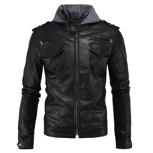 2018 fashion europe and america elegant men's wear carrie leather coat simple locomotive hooded leather coat ultra-large size cu, Black
2018 fashion europe and america elegant men's wear carrie leather coat simple locomotive hooded leather coat ultra-large size cu, Black