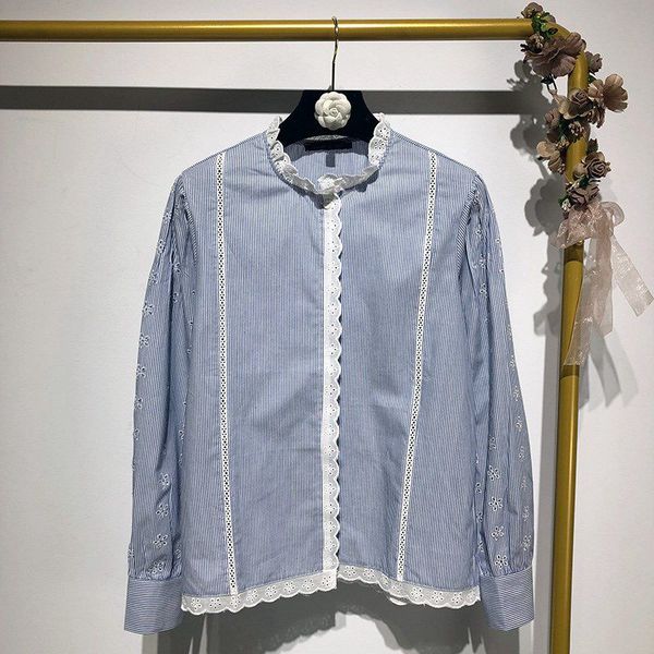 2019 summer fashion streetwear lace edging patchwork striped blouse women blusas girls shirt, White
2019 summer fashion streetwear lace edging patchwork striped blouse women blusas girls shirt, White