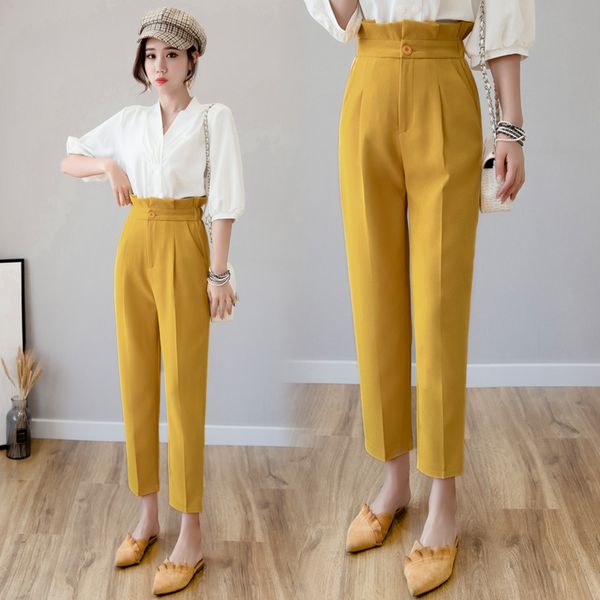 high waist pants 2020 summer new casual pants straight small feet nine points fashion suit, Black;white
high waist pants 2020 summer new casual pants straight small feet nine points fashion suit, Black;white