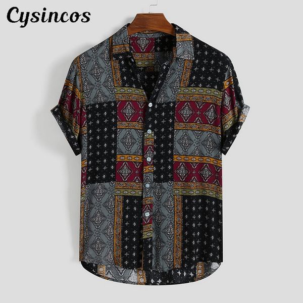 cysincos 2020 new stylish mens vintage ethnic printed turn down collar short sleeve loose shirt camicia da uomo caldo, White;black
cysincos 2020 new stylish mens vintage ethnic printed turn down collar short sleeve loose shirt camicia da uomo caldo, White;black