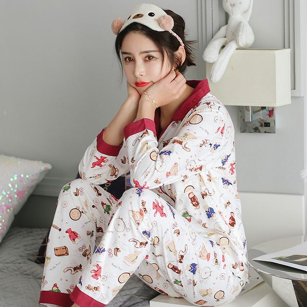 autumn sweet cute cartoon red edge pure cotton pajamas suit korean-style women's casual cardigan fold-down collar tracksuit
autumn sweet cute cartoon red edge pure cotton pajamas suit korean-style women's casual cardigan fold-down collar tracksuit