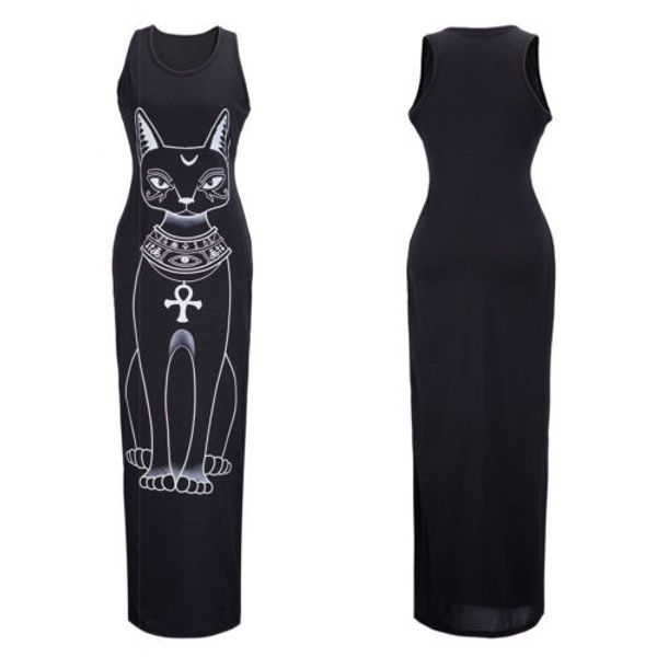2020 new women summer tank dress long dress cute cat print casual beach sundress, Black;gray
2020 new women summer tank dress long dress cute cat print casual beach sundress, Black;gray