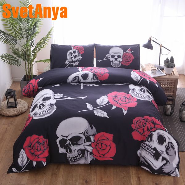 svetanya skull pillowcase+duvet cover bedding set (no sheet