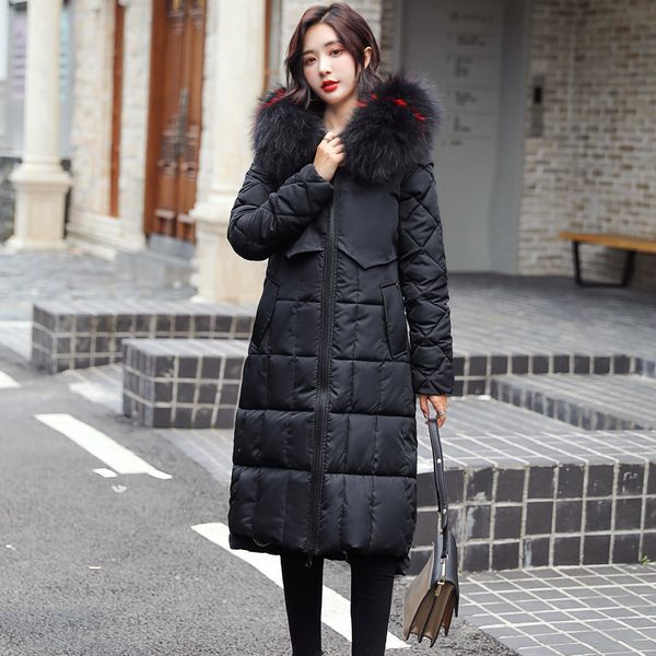 

winter jacket women long parka faux fur cotton-padded jacket reversible outerwear pocket hooded coat mode femme hiver 2019#y3, Black