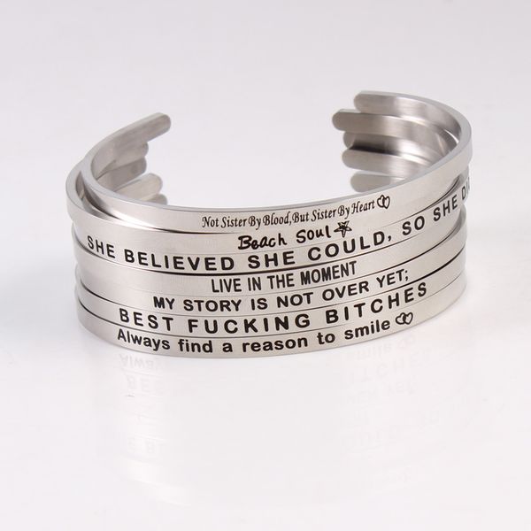 316l stainless steel bangle positive inspirational quotes open cuff mantra bracelets bangles for women men love gift, Black
316l stainless steel bangle positive inspirational quotes open cuff mantra bracelets bangles for women men love gift, Black
