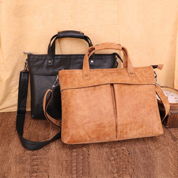 

joyir genuine leather men briefcase business handbag lapshoulder bags tote large capacity men's briefcases casual travel bag