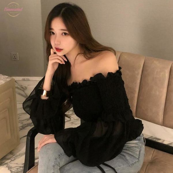 women ruffles slash neck long sleeve off shoulder stretchy chiffon shirts girls solid blouses shirts for female, White
women ruffles slash neck long sleeve off shoulder stretchy chiffon shirts girls solid blouses shirts for female, White