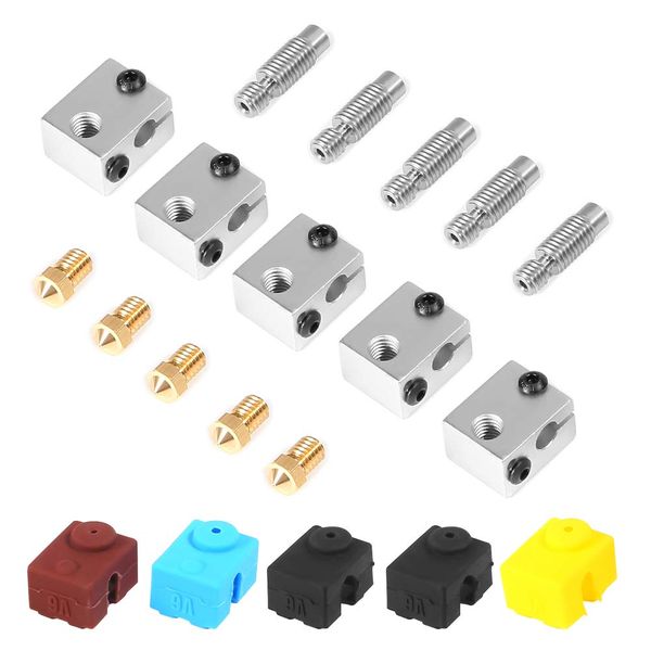 3d printer nozzle heater kit, aluminum heater block+extruder teflon throat tube m6 thread+brass extruder nozzle +heater socks
3d printer nozzle heater kit, aluminum heater block+extruder teflon throat tube m6 thread+brass extruder nozzle +heater socks