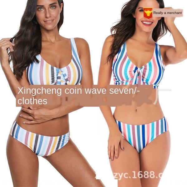 2019 bikini swimsuit women's gathering bikini rainbow vertical strip split swimsuit, White;black
2019 bikini swimsuit women's gathering bikini rainbow vertical strip split swimsuit, White;black