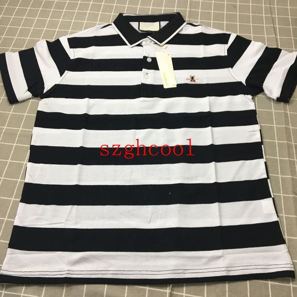 19SS The New Summer Bee Embroidery Cotton Lapels Mens Designer T Shirts Fashionable And Generous Stripes Designer Shirts
19SS The New Summer Bee Embroidery Cotton Lapels Mens Designer T Shirts Fashionable And Generous Stripes Designer Shirts