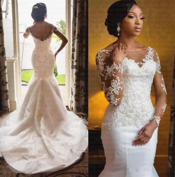 2021 arabic illusion mermaid wedding dresses vintage full lace sheer long sleeves scoop lace bridal gowns vestido de novia plus size wedding, White
2021 arabic illusion mermaid wedding dresses vintage full lace sheer long sleeves scoop lace bridal gowns vestido de novia plus size wedding, White