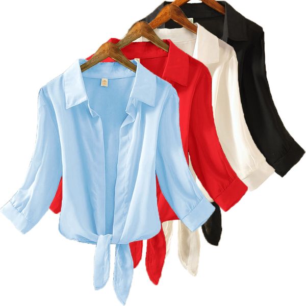 женщины блузка лето повседневная шифон с длинным рукавом отложным воротником блузка корейский кардиган рубашки тонкий сплошной цвет топы жен, White
женщины блузка лето повседневная шифон с длинным рукавом отложным воротником блузка корейский кардиган рубашки тонкий сплошной цвет топы жен, White