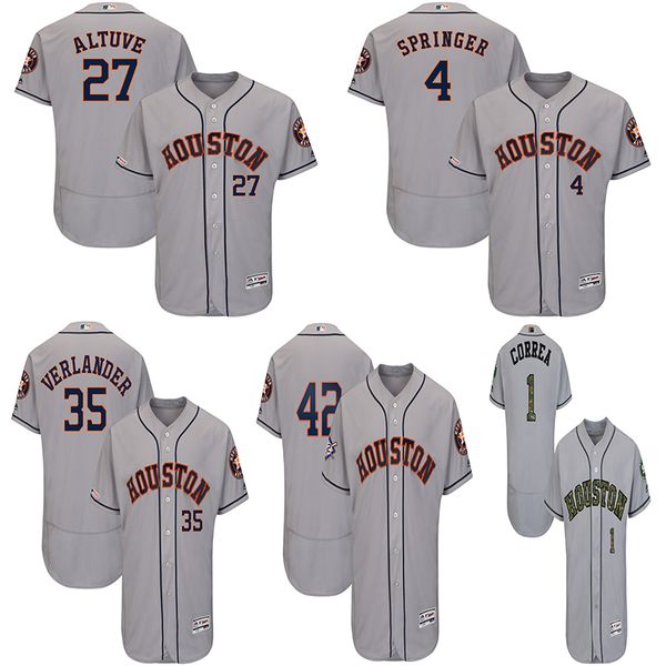Houston Men's Astros Jose Altuve Carlos Correa Justin Verlander George Springer Gray Road Collection Jackie Robinson Day Baseball Jersey
Houston Men's Astros Jose Altuve Carlos Correa Justin Verlander George Springer Gray Road Collection Jackie Robinson Day Baseball Jersey
