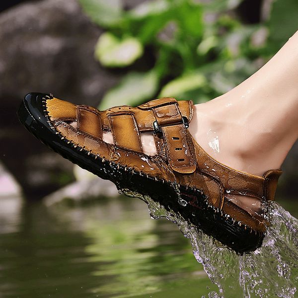 men sandals summer genuine leather men sandals shoes beach handmade man outdoor casual sneakers shoes big size 47, Black
men sandals summer genuine leather men sandals shoes beach handmade man outdoor casual sneakers shoes big size 47, Black