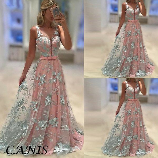 women summer formal sleeveless v-neck long dress prom ladies evening party floral dresses, Black;gray
women summer formal sleeveless v-neck long dress prom ladies evening party floral dresses, Black;gray