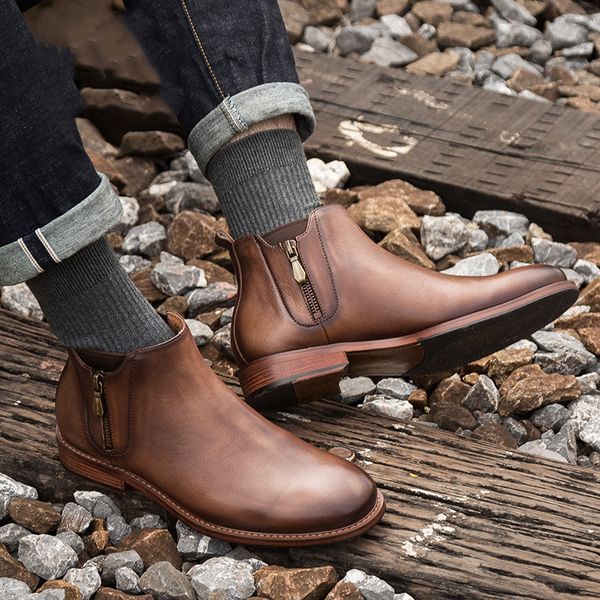 men martins boots geniune leather slip-on ankle boots handmade fashion men booties zipper, Black
men martins boots geniune leather slip-on ankle boots handmade fashion men booties zipper, Black