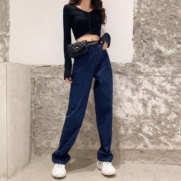 women's jeans fashion 2020 spring new retro high waist loose straight jeans was thin wide leg pants mopping trousers, Blue
women's jeans fashion 2020 spring new retro high waist loose straight jeans was thin wide leg pants mopping trousers, Blue