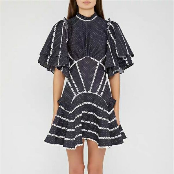 new self portrait dress lace patchwork striped 2019 women's mini hollow out back butterfly sleeves dots printed dresses hot, Black;gray
new self portrait dress lace patchwork striped 2019 women's mini hollow out back butterfly sleeves dots printed dresses hot, Black;gray