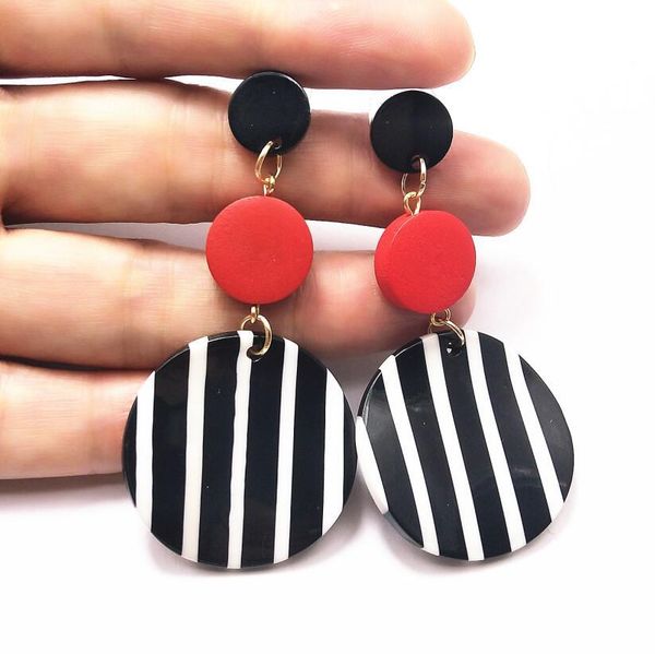 black white big round earrings for women long dangle statement drop earrings 2019 new stripe korean earrings, Silver
black white big round earrings for women long dangle statement drop earrings 2019 new stripe korean earrings, Silver