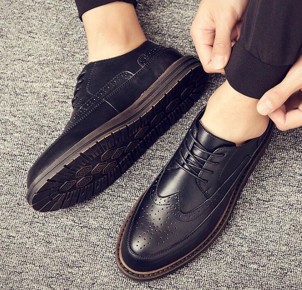 new spring autumn fashion men leather lace-up casual shoes man street trend shoes man's business casual ventilate, Black
new spring autumn fashion men leather lace-up casual shoes man street trend shoes man's business casual ventilate, Black
