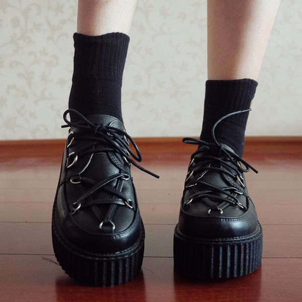japanese harajuku dark black shoes girl muffin thick sole shoes gothic pentagram thick soled platform retro women vintage
japanese harajuku dark black shoes girl muffin thick sole shoes gothic pentagram thick soled platform retro women vintage