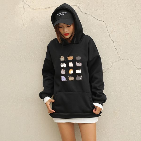 women long sleeve hoodies sweatshirts casual kawaii cartoon dante cat print hooded fashion autumn fleece splicing sweat pullover, Black
women long sleeve hoodies sweatshirts casual kawaii cartoon dante cat print hooded fashion autumn fleece splicing sweat pullover, Black