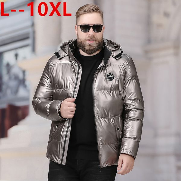 

size plus 10xl 9xl 8xl 6xl new fashion men winter jacket coat hooded warm mens winter coat casual slim fit student male overcoat, Black