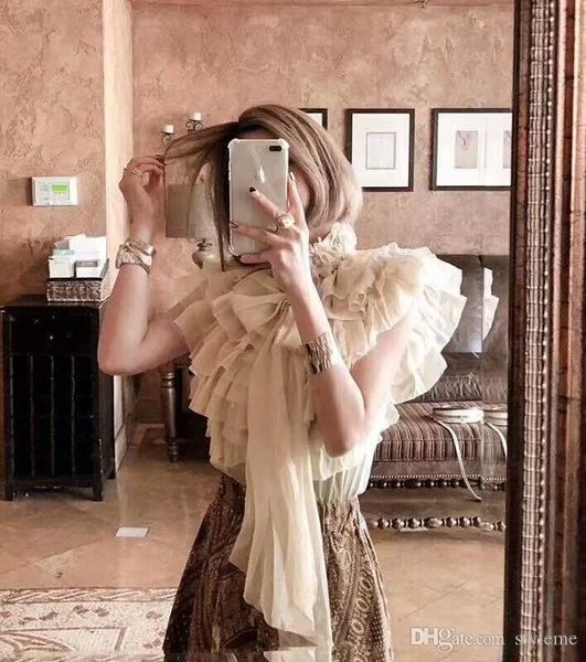 designer women party blouse 2019 summer fashion manual rose stand collar cascading ruffles sleeveless transparent shirt cocktail events, White
designer women party blouse 2019 summer fashion manual rose stand collar cascading ruffles sleeveless transparent shirt cocktail events, White