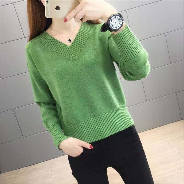 women's sweaters 2021 spring sweater women pullover elastic solid knitted jumper long sleeve v-neck autumn basic female knitwear a216, White;black
women's sweaters 2021 spring sweater women pullover elastic solid knitted jumper long sleeve v-neck autumn basic female knitwear a216, White;black