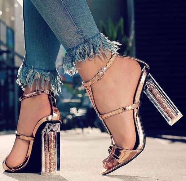 ankle strap high heels women sandals summer open toe party dress sandals fashion gold color transparent heel pumps, Black
ankle strap high heels women sandals summer open toe party dress sandals fashion gold color transparent heel pumps, Black