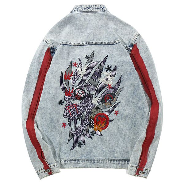 jeans jacket for men harajuku embroidery dragon streetwear hip hop vintage washed denim jacket autumn red striped denim jackets, Black;brown
jeans jacket for men harajuku embroidery dragon streetwear hip hop vintage washed denim jacket autumn red striped denim jackets, Black;brown