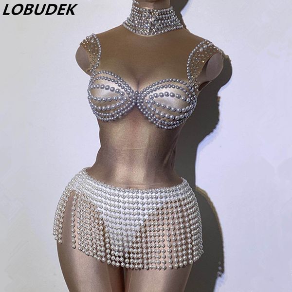 white pearls tassel sleeveless bodysuit stage wear lady dj singer bar costume club party dancer beading fringes bodysuits, Black;red
white pearls tassel sleeveless bodysuit stage wear lady dj singer bar costume club party dancer beading fringes bodysuits, Black;red